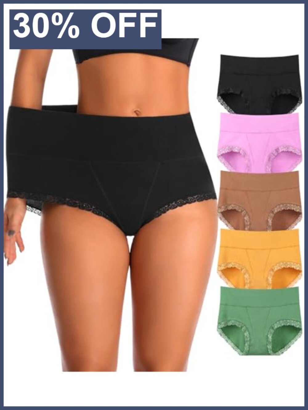 High Waisted Cotton Underwear Tummy Control Postpartum Panties Briefs
